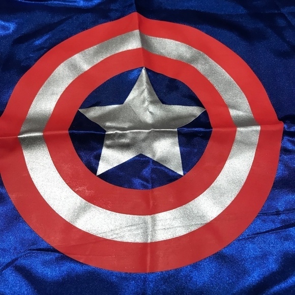 Captain America Super Hero Cape Velcro 27"x27" Reversible Costume Book Parade - Picture 3 of 6
